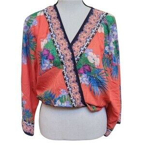 Flying Tomato Boho Tropical Wrap Blouse Size XS
